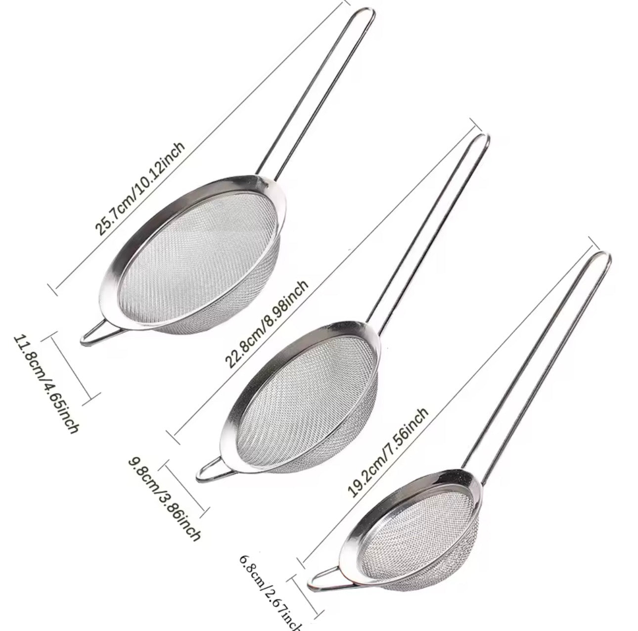 3pcs Fine Mesh Strainers Set